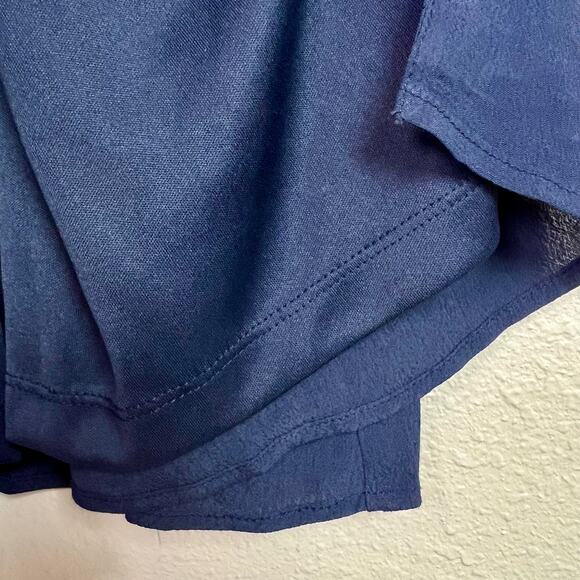 Lulus‎ Cardwell Navy Blue Flounce Sleeve Wrap Mini Dress Size Medium NWT - Picture 10 of 11